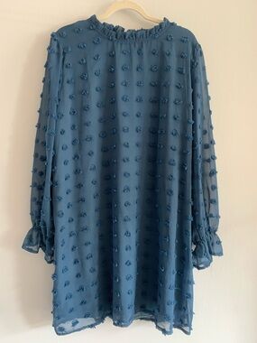 GYK Elegant Blue Long Sleeve Dress